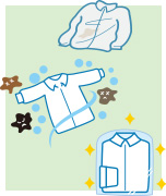 汗ぬきクリーニング 「ドライ」と「水」の2度洗いで気になる汗染み、ニオイを抑えます。
